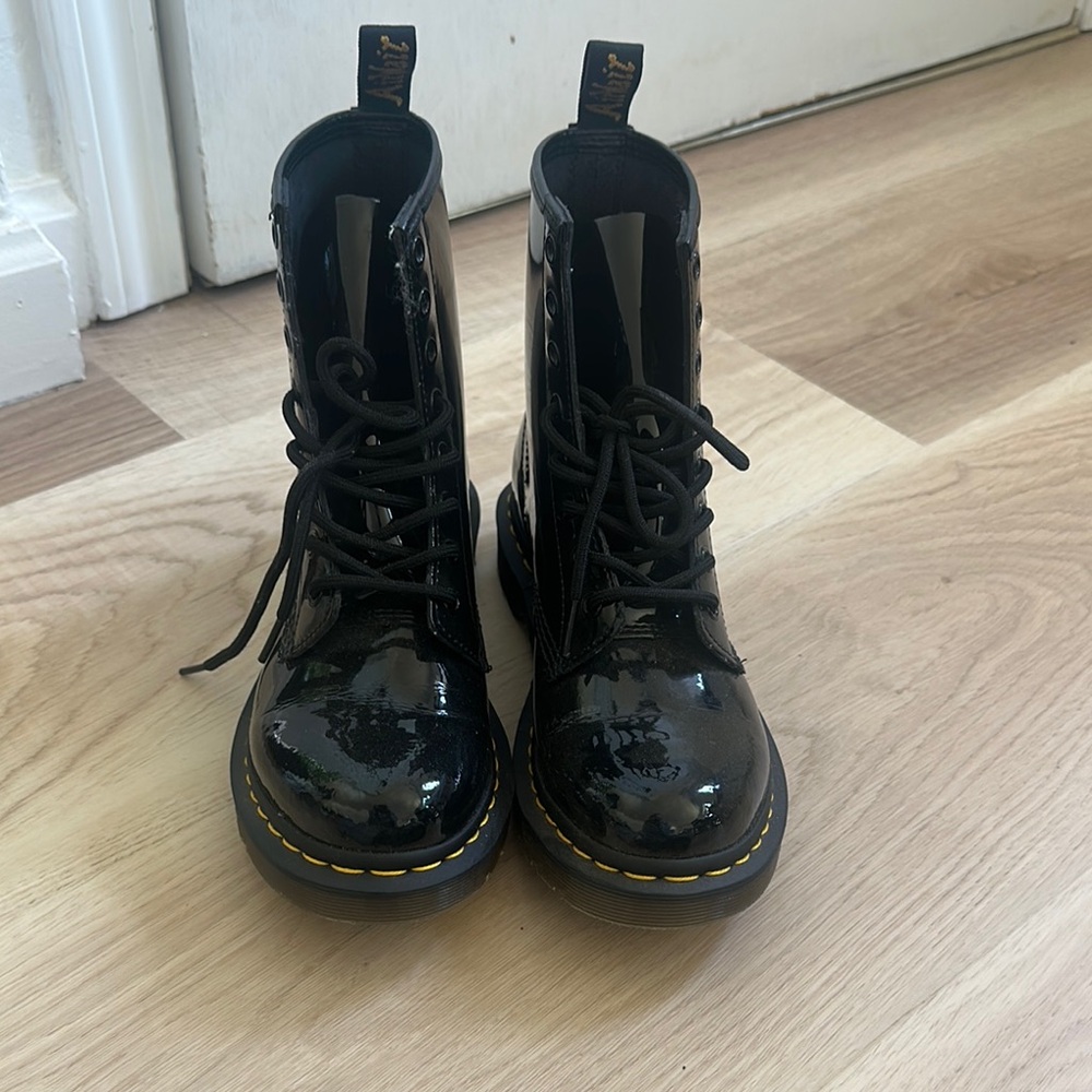 Dr. Martens Black Combat Boots with Rugged Sole